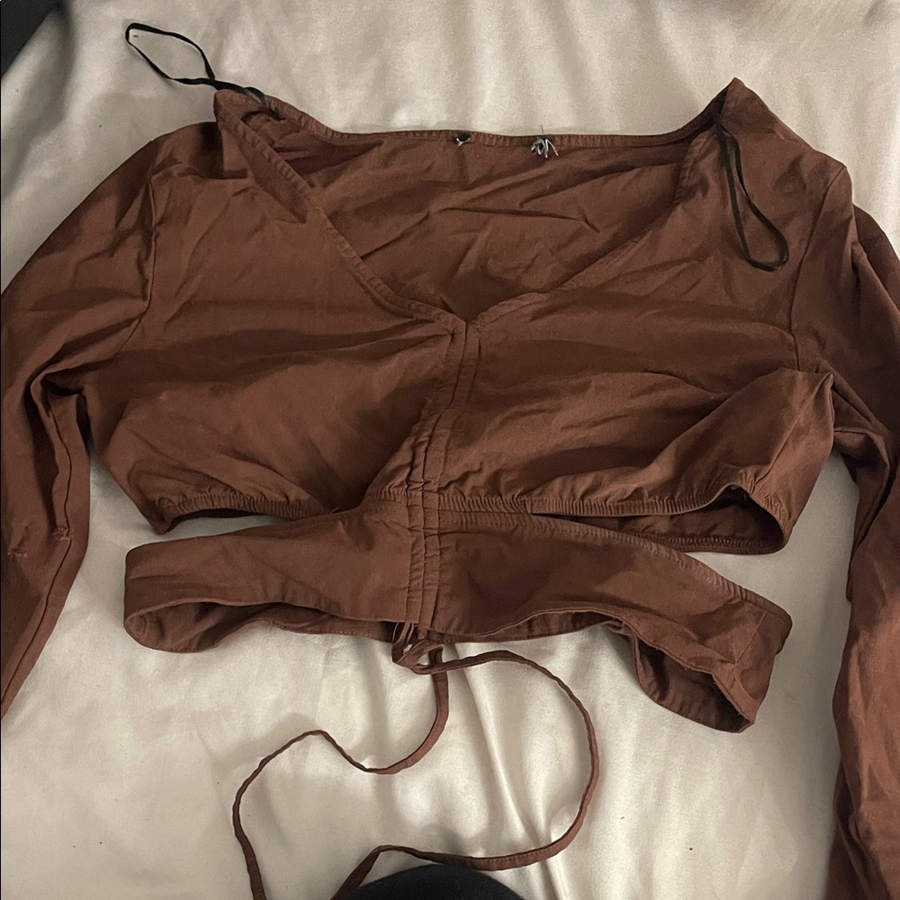 Brown Wrap Top